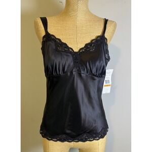 VTG Y2K Karen Kane Silk Cami Blouse Black Beaded Trim Size Small NWT
